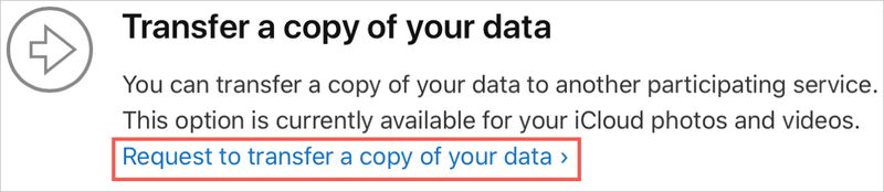 Request a Transfer to Copy Data