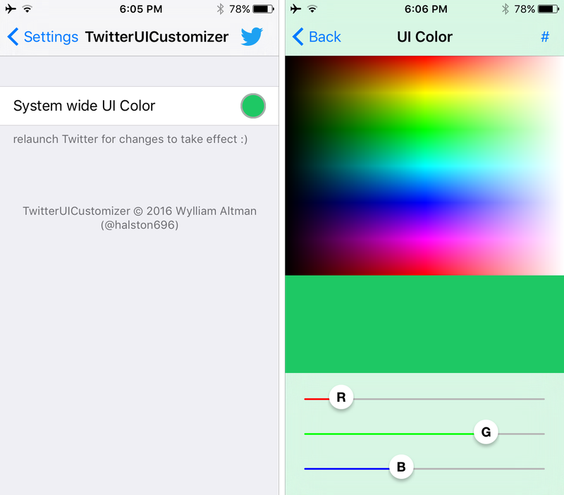 TwitterUICustomizer preferences
