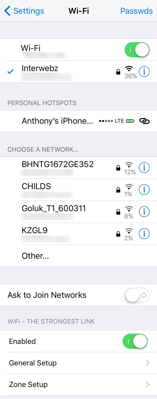 Wifi the strongest link preferences pane