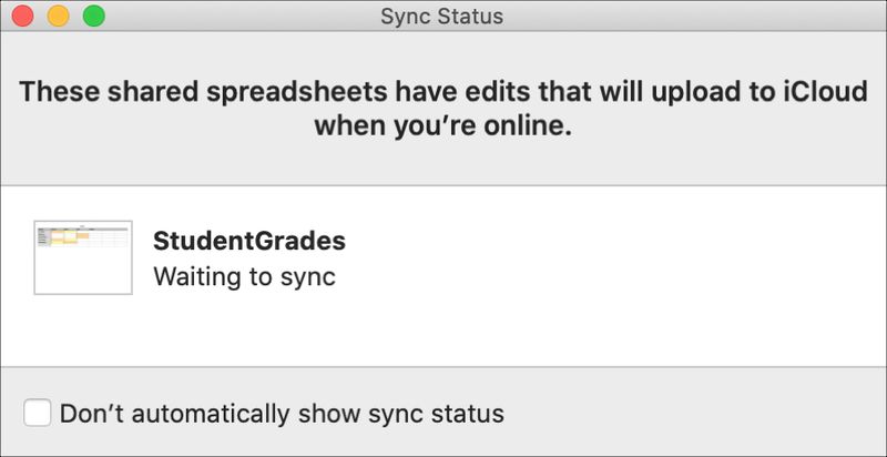 Numbers Sync Status Window Mac