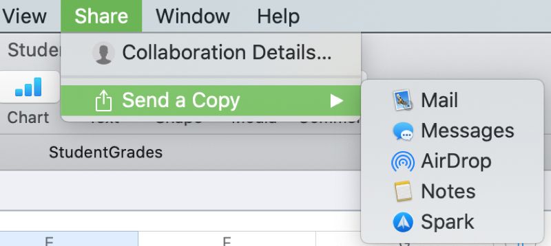 Numbers Send a Copy Mac