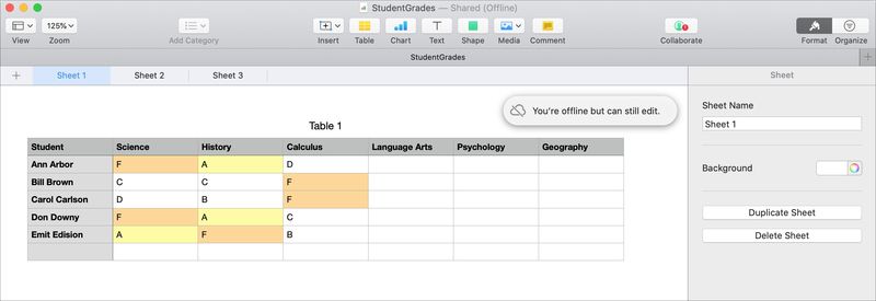 Numbers Offline Editing on Mac