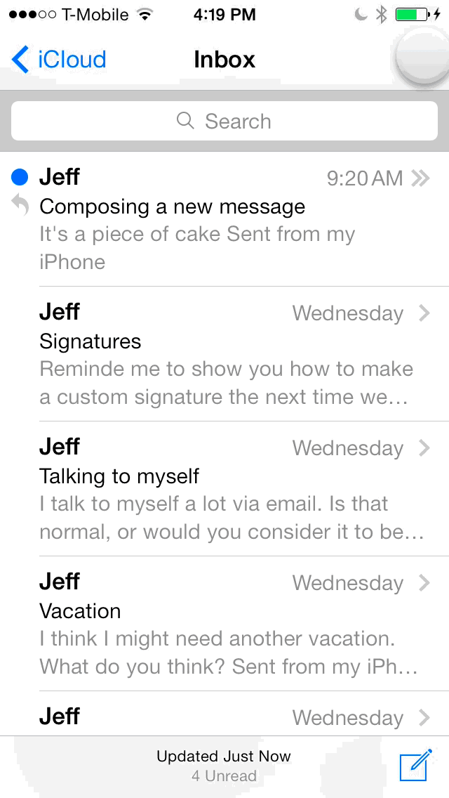 iOS 7 Mail app Edit mode