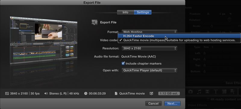 Exporter le fichier FCP X