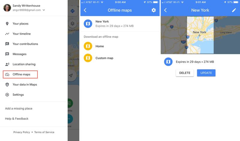 Cartes hors ligne Google Maps