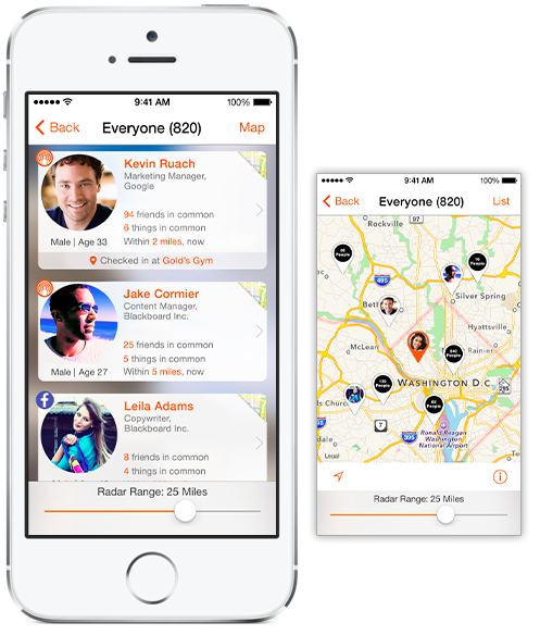 SocialRadar cards map