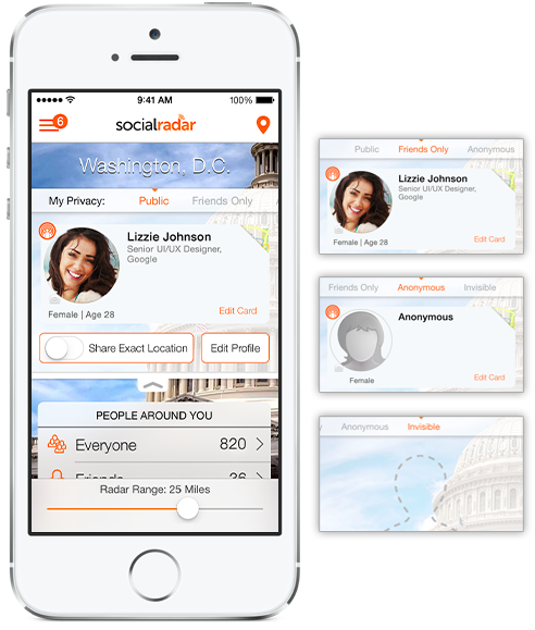 SocialRadar contact cards