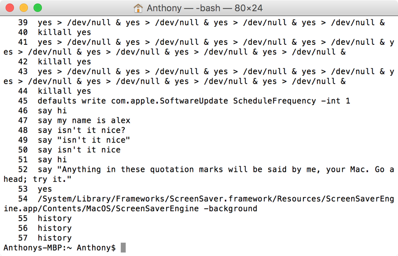 Affichage de votre historique de ligne de commande dans le terminal pour OS X
