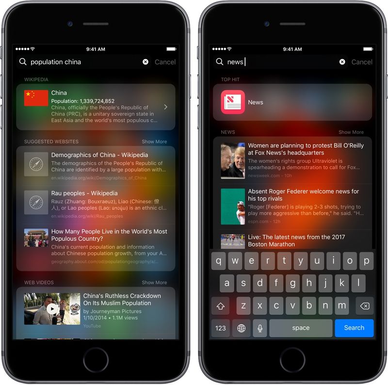 Simple trivia and news in search