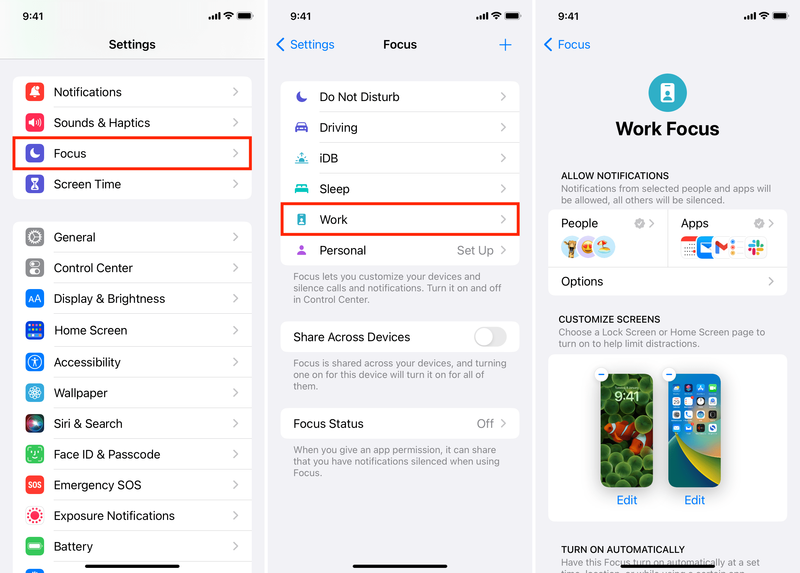 Work Focus on iPhone