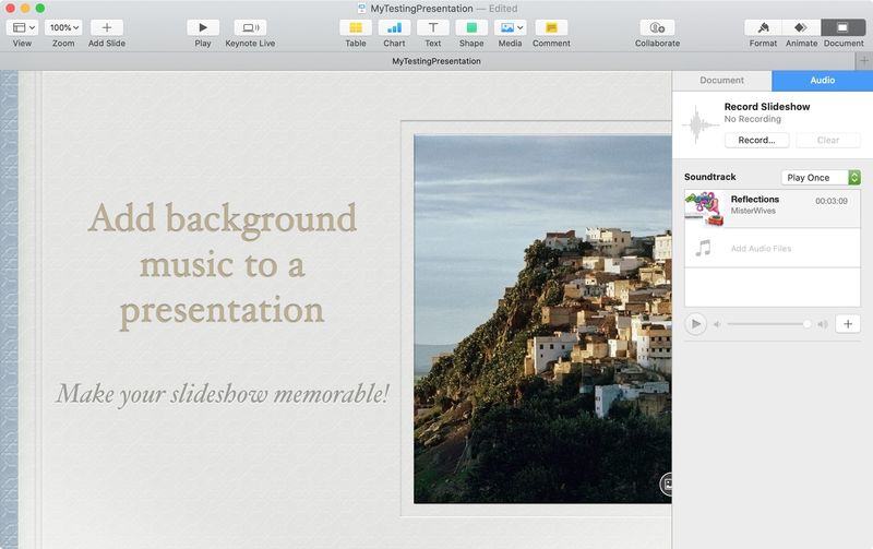 Ajouter une musique de fond à vos présentations Keynote