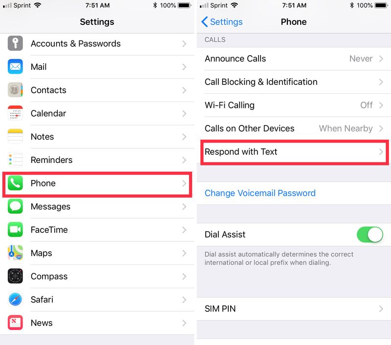 Configurer Répondre avec des messages texte