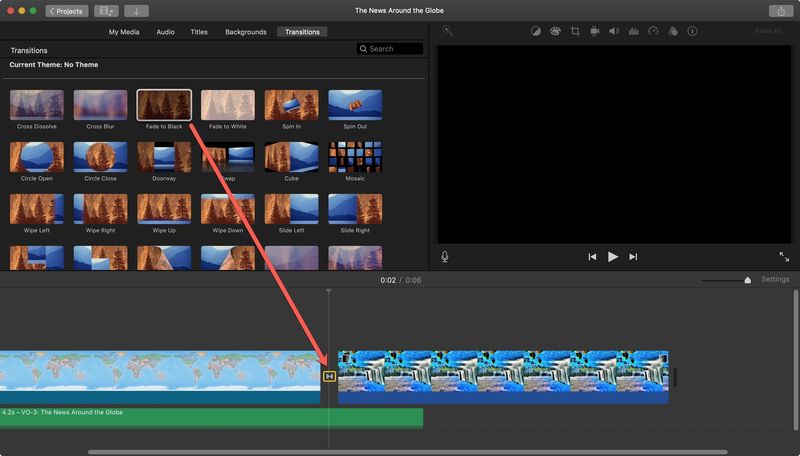 Fondu au noir iMovie Mac