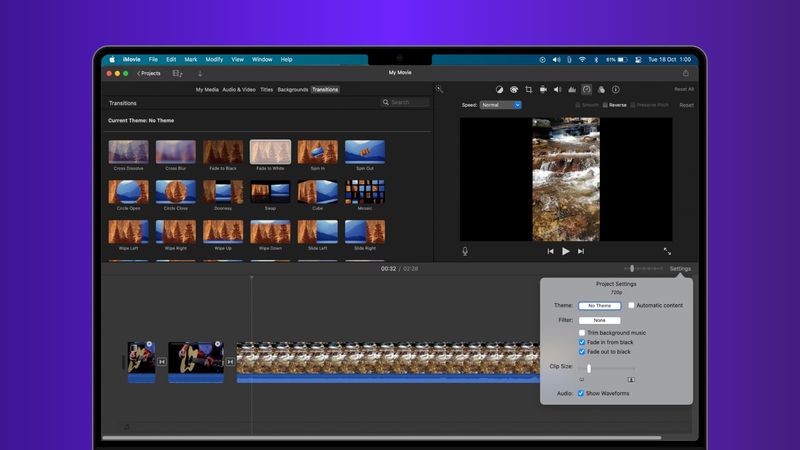 Effets de fondu dans iMovie
