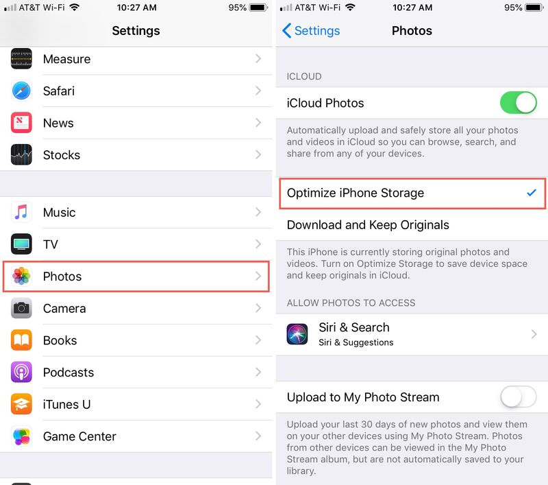 iPhone Optimize Storage for Photos