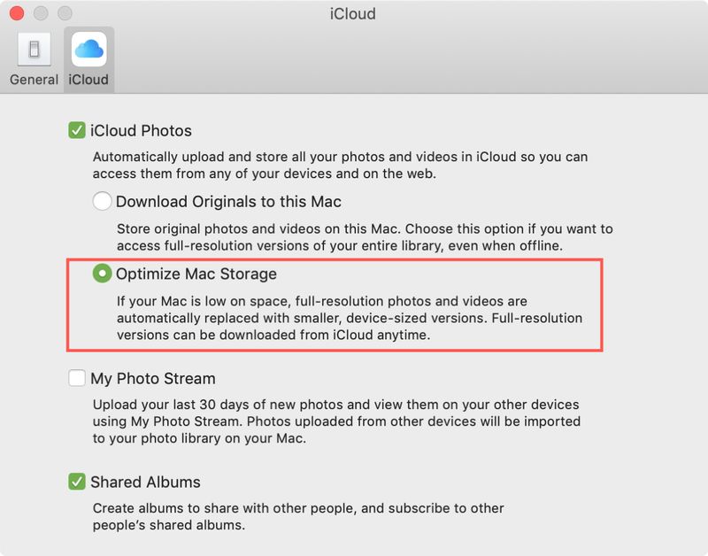Mac Optimize Storage for Photos