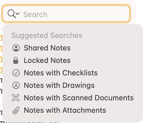 Use Suggested Searches in Notes