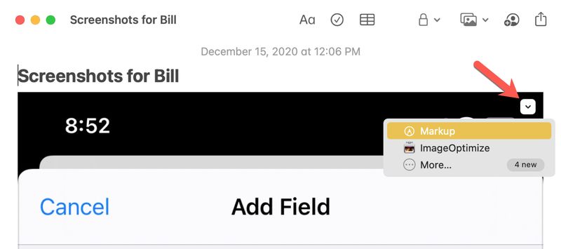 Notes Markup Images on Mac
