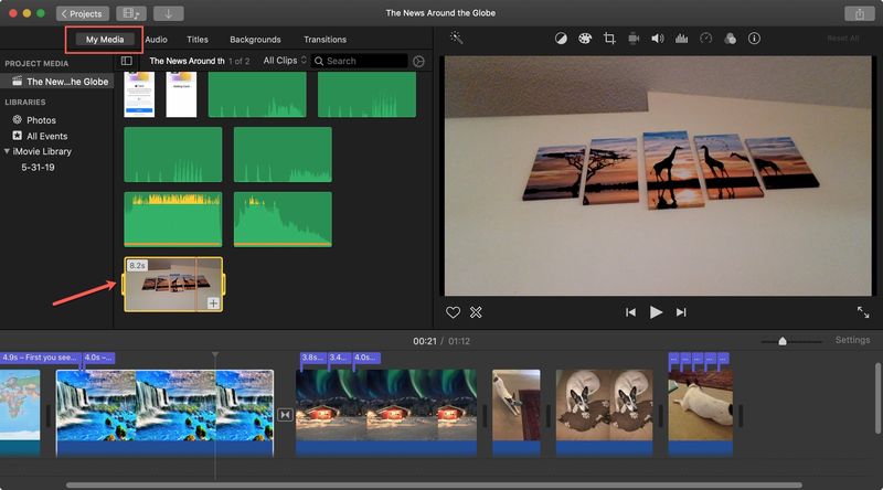 iMovie Mes médias Mac