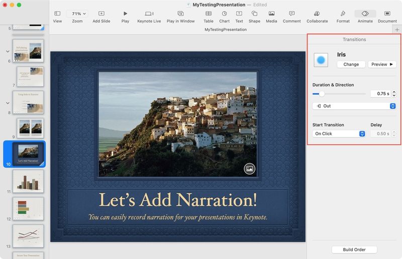 Adjust an Effect on Keynote on Mac
