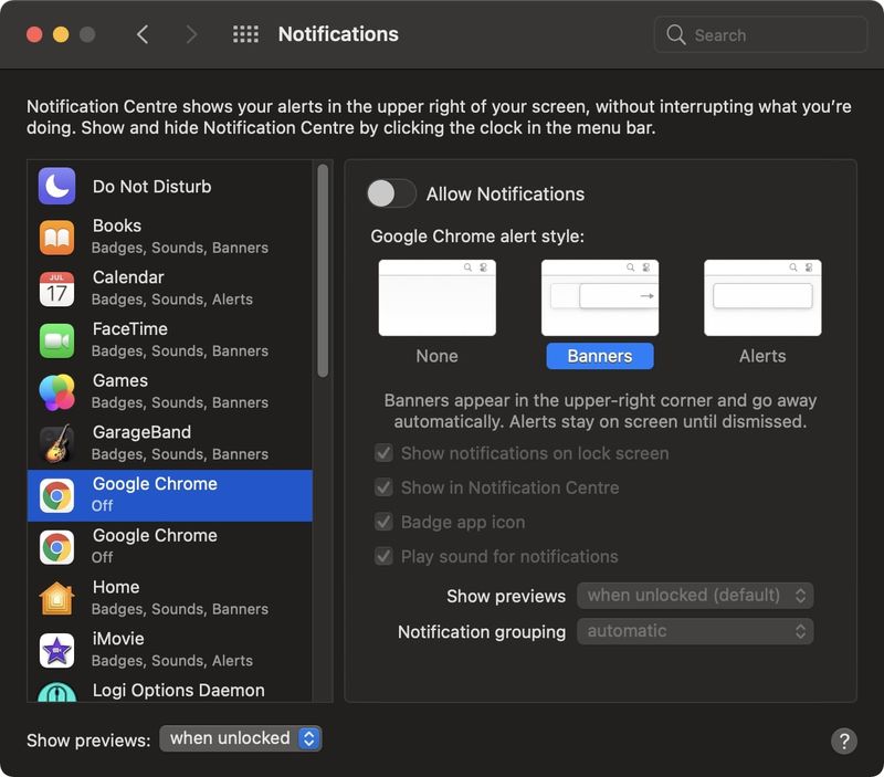 Notifications macOS