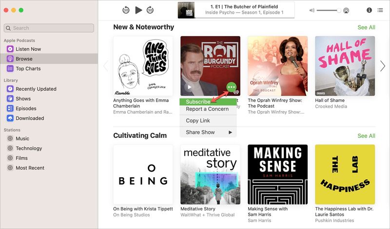 Subsribe Podcasts Mac