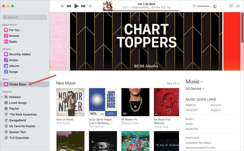 iTunes Store dans Musique sur Mac
