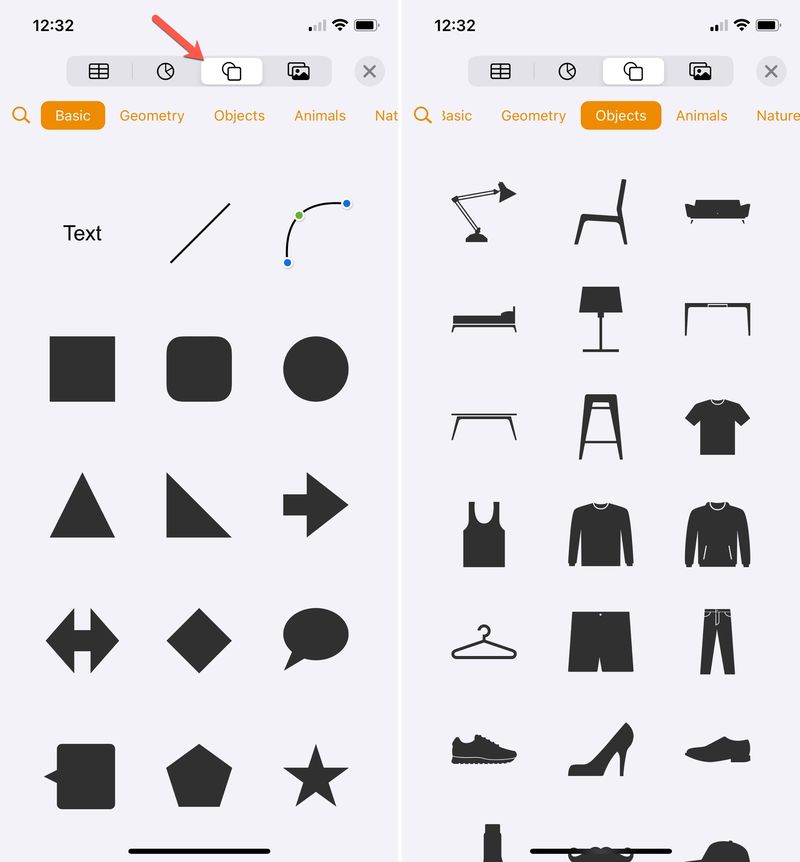 Add a Shape in Pages on iPhone