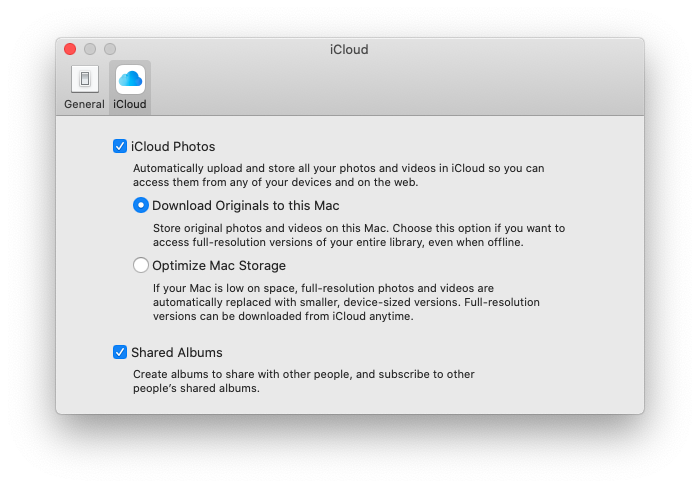 Panneau de préférences iCloud de l