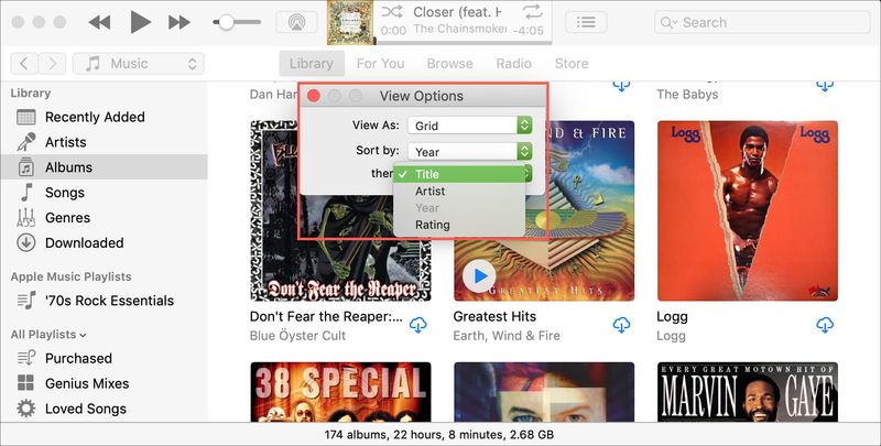 Afficher les options des albums dans la bibliothèque musicale