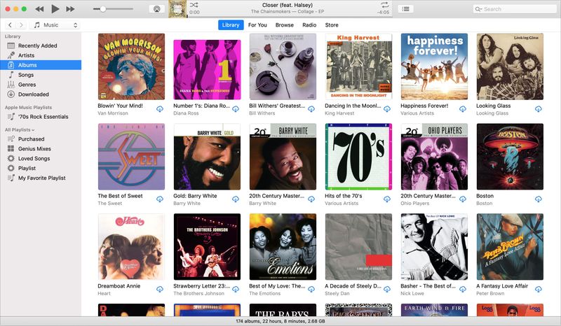 Section Albums dans iTunes sur Mac