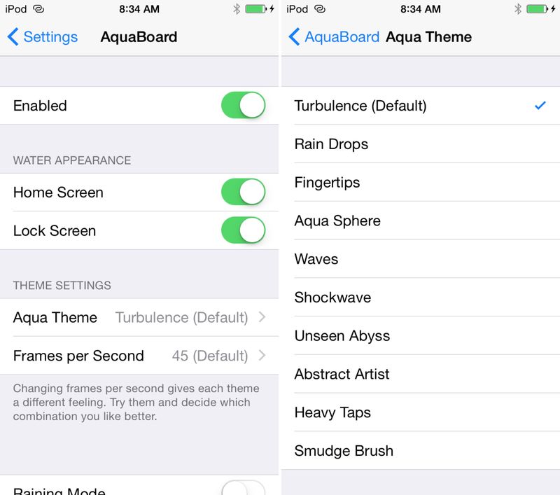AquaBoard iOS 8 Prefs