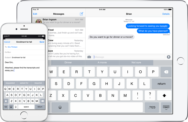 iPad Air 2 iPhone 6 quicktype