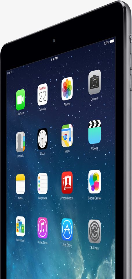 iPad Air Home screen standing up